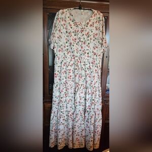 L Love Women's  White and Pink Dress 2x Great EASTER dress!